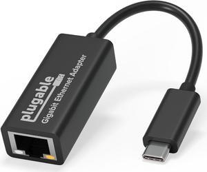 Plugable USB C to Ethernet Adapter, Fast and Reliable Thunderbolt or USB C to Gigabit Ethernet Adapter, Compatible with Windows, Mac, ChromeOS, Dell XPS, Switch