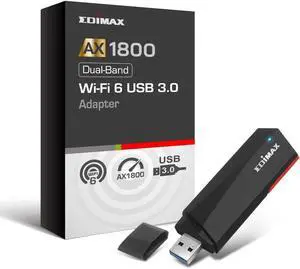EDiMAX Wi-Fi 6 AX1800 USB 3.0 Adapter | Dual Band, 1201Mbps (5GHz), 573Mbps (2.4GHz) | MU-MIMO + OFDMA for Lower Latency and Multiple Streams | Windows 10/11 Support | EW-7822UMX