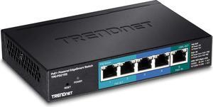 TRENDnet 5-Port Gigabit PoE+ Powered EdgeSmart Switch with PoE Pass Through, 18W PoE Budget, 10Gbps Switching Capacity, Managed Switch, Wall-Mountable, Lifetime Protection, Black, TPE-P521ES