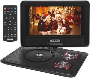 11.5 Portable DVD Player with 9.5 Swivel Screen, 5-Hours Rechargeable Battery,Car DVD Player,Support CD/DVD/SD Card/USB,Regions Free,Dual Speakers, Black