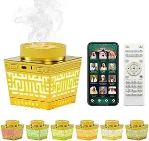 Telawah Quran Speaker & Mini Incense Burner Bakhoor,Remote Control with 114 Quran Chapters, Multicolor Changing Bluetooth Speaker, Night Light MP3 Music Player with 18 Reciters and 17 Translations