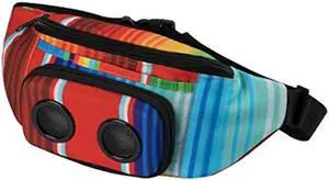 Fannypack with Speakers. Bluetooth Fanny Pack for Parties/Festivals/Raves/Beach/Boats. Rechargeable, Works with iPhone & Android. (Rainbow, 2023 Edition)