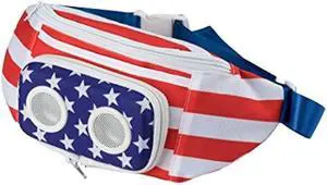 Super Real Business American Flag Fannypack with Speakers. Bluetooth Fanny Pack for Parties/Festivals/Raves/Beach/Boats. Rechargeable, Works with iPhone & Android. (2023 Edition)