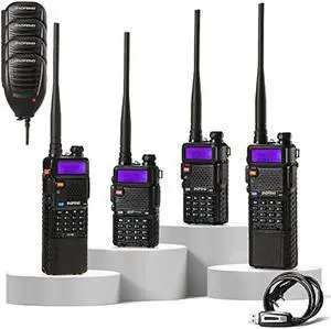 4 Pack BAOFENG UV-5X (UV-5G) GMRS Radio, Long Range Walkie Talkies with 2 Pcs 3800mAh Battery, Two Way Radio with Speaker Mic, GMRS Handheld Radio for Adults, Support Chirp & NOAA