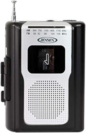 Jensen CR-100 Retro Portable AM/FM Radio Personal Cassette Player Compact Lightweight Design Stereo AM/FM Radio Cassette Player/Recorder & Built in Speaker (Black Series)