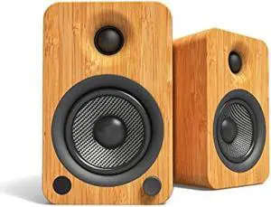 Kanto YU4BAMBOO Powered Speakers with Bluetooth and Built-in Phono Preamp | Auto Standby and Startup | Remote Included | 140W Peak Power | Pair | Bamboo