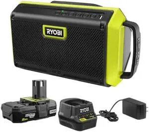 RYOBI ONE+ 18V Speaker with Bluetooth Wireless Technology with 2.0 Ah Battery and Charger PAD01SB