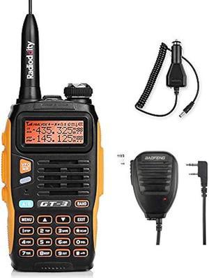 BAOFENG GT-3 Mark-II Two Way Radio, Rechargeable Dual Band Walkie Talkie, Chipsets Upgraded, Remote Speaker and Car Charger
