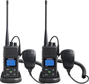 5Watt Walkie Talkie for Adults Long Range Two Way Radio Rechargeable with Speaking Mic, SAMCOM 2-Way Radios Heavy Duty Walky Talky with shoulder Mic for Restaurant Hotel (2 Pcs Radio + Speaker Mic)