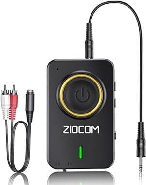 ZIOCOM Bluetooth Transmitter for TV PC, Bluetooth Receiver for Car Speaker, 2-in-1 Wireless 3.5mm Bluetooth Aux Adapter with Built-in Mic and Battery, Dual Link, aptX Low Latency (Black)