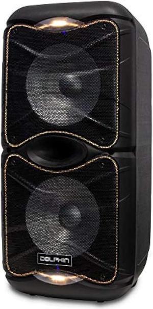 Dolphin SP-212RBT Portable Bluetooth Party Speaker with Lights and PA System with Expandable Battery