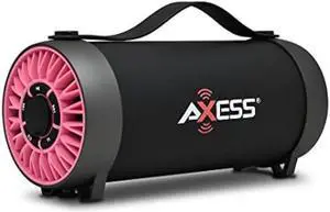 AXESS SPBT1056 Portable Bluetooth Speaker With Built-In Usb Support, Fm Radio, Line-In Function And Rechargeable Battery, Pink