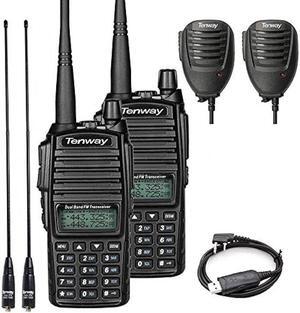 Ham Radio Walkie Talkie UV-82 Pro Dual Band Two Way Radio with Ham Radio Handheld Speaker Mic and Antenna 2Pack and One USB Programming Cable