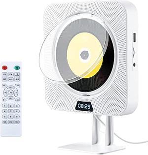 ZEXMTE Portable CD Player with Bluetooth,Wall Mountable CD Music Player with IR Remote Control, Wall CD Player for Home with Speakers, with Dust Cover/LED Screen,Support CD, USB, TF, AUX Input