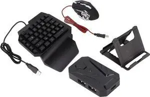 Zyyini One-Handed Keyboard and Mouse Converter, Gaming Keyboard and Mouse Combination, Keyboard and Mouse Converter Set, Without Emulator, Without delay, with Quick Charging Interface(Black)
