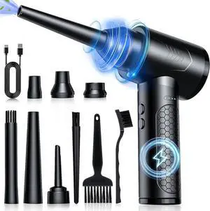 Compressed Air Duster 3 Gear 100000RPM Electric Cleaner Air Duster with LED Light 9000mAh Electric Duster Keyboard Cleaner for Laptop Computer