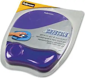 Fellowes 91441 Gel Crystals Mouse Pad W/Wrist Rest, Rubber Back, 7 15/16 X 9-1/4, Purple