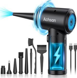 Achsan Powerful Compressed Air Duster for Deep Cleaning-Keyboard Cleaner for Office-PC Cleaning-Rechargeable-3-Speeds-91000RPM Cordless Air Blower- Car Duster 7600mAh(Black)