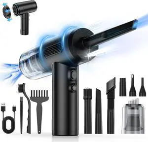 Marvilos Compressed Air Duster, 3 in 1 Vacuum Cleaner & Cordless Air Blower & Inflating Swimming Ring, 3 Gear Adjustable 100,000 RPM Wireless Handheld Mini Car Vacuum with LED Light and High Power