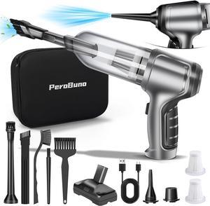PeroBuno Mini Vacuum Cleaner for Car, 15KPa Powerful Brushless Motor Handheld Vacuum Cordless, Portable Car Vaccum with Rechargeable, Compressed Air Duster- Keyboard Cleaner 3-in-1