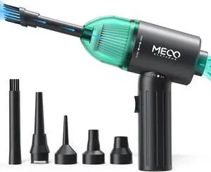 Electric Compressed Air Duster & Vacuum, MECO Electric Air Blower, 4 in 1 Function Powerful 3-Gear to 90000RPM/12000PA Keyboard Cleaner, Rechargeable Cordless Air Duster for Computer/Car/Pet Hair