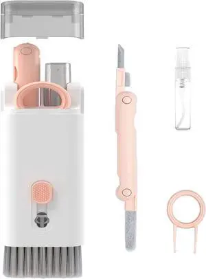 Gtinna 7 in 1 Computer Keyboard Cleaning Brush Set Earbuds Cleaning Pen Wireless Bluetooth Headset Charging Box Electronics Keyboard Cleaning Tools Cleaner Keycap Puller Kit (Pink)