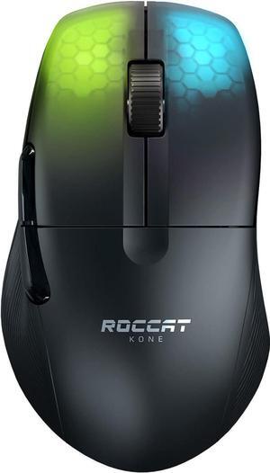 ROCCAT Kone Pro Air Gaming PC Wireless Mouse, Bluetooth Ergonomic Performance Computer Mouse with 19K DPI Optical Sensor, AIMO RGB Lighting & Aluminum Scroll Wheel, 100+ Hour Battery Life, Black