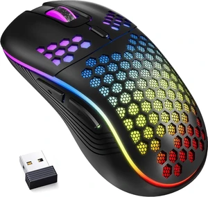 MELOGAGA Wireless Gaming Mouse RGB Rechargeable Lightweight Honeycomb Black MELOGAGA Wireless Gaming Mouse RGB Rechargeable Lightweight Honeycomb Black