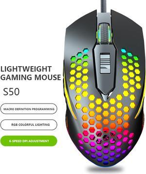 YOUCYYNB Circle Pit RGB Gaming Mouse with Lightweight Honeycomb Shell, Adjusted 6400DPI, 6 Programmable Buttons (Black)