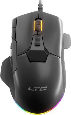 LTC GM-041 Wired Gaming Mouse with Thumb Side Scroll, RGB Backlit, 6400DPI, 7 Programmable Buttons, Software Supports, Black