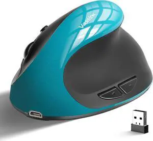 Vassink Ergonomic Mouse, Rechargeable Wireless Mouse Right Handed Small Mouse with 6 Buttons 3 Adjustable 800/1200/1600 DPI for Laptop,Desktop,PC, MacBookBlue