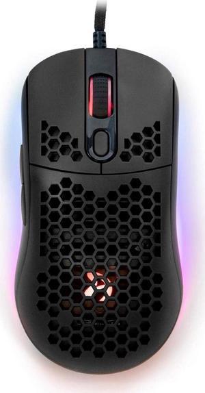 Arozzi Favo Ultra Lightweight Customizable RGB Gaming Mouse with Honeycomb Pattern Pixart 3389 Sensor and Omron 20M Switches - Black