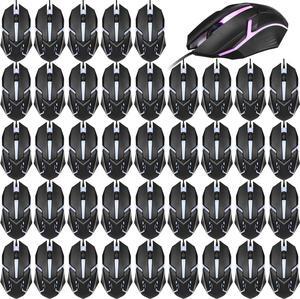 Sratte 30 Pack Black USB Wired Mouse Bulk 1200 DPI RGB Optical Computer Mouse 3 Button 7 Color LED Backlit Gaming Mouse Wired Office Mouse Ergonomic USB Computer Mouse for Desktop Laptop Gamer