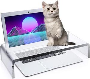 Acrylic Monitor Stand Riser Anti-Cat Laptop Cover Protector, Crystal Clear Laptop Stand, 16 inch Computer Monitor Riser for Home Office