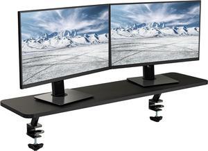 Clamp On Desk Shelf, 40in Clamp On Shelf Stand for Dual Monitor,Ergonomic Monitor Riser with Clamp Base - No Screws PTT010-B, Black