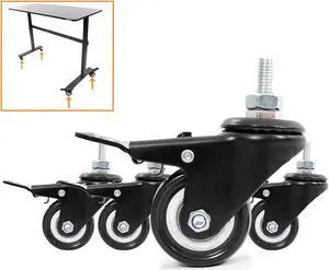 Stand Steady Attachable Desk Wheels | Set of 4 Locking Casters | Easy-Roll and Non-Marring | Full Swivel Wheels Compatible with Tranzendesk Standing Desks (2 Inch/Black)