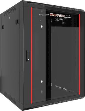 15U Wall Mount Server Rack Cabinet Locking Computer Cabinet Network Enclosure for Electronics Security Audio Video AV Equipment Data Rack 18-Inch Depth Server Cabinet