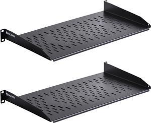 RackPath 1U Cantilever Universal Rack Shelf - 10in Deep  Rackmount shelf for 19 AV/Network Equipment Racks  55lbs Capacity - 2Pack