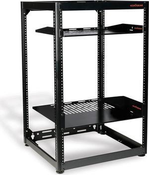ECHOGEAR 20U Open Frame Rack for Servers & AV Gear - Wall Mountable Design Includes 2x Vented Shelves, 25x Rack Mounting Screws, 4x Leveling Feet, 4x Shelf Stops, & 2x Securement Straps