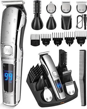 Ufree Beard Trimmer for Men, Waterproof Electric Razor Hair Trimmer, Cordless Hair Clippers Shavers for Men, Mens Grooming Kit for Nose Mustache Body Facial, Gifts for Men Husband Father