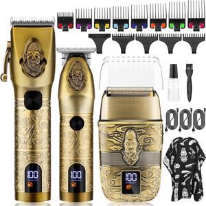 RESUXI Professional Hair Clippers for Men T-Blade Trimmer Electric Shavers Razor Set,Cordless Beard Trimmer for Men Barber Clippers for Hair Cutting Grooming Kit