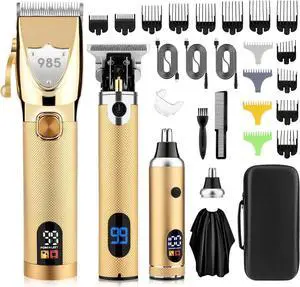 Professional Hair Clippers Hair Trimmer for Men,Beard Trimmer Nose Hair Trimmer Set,Cordless Electric shavers Razor for Men,Barber Clippers T-Blade Trimmer Haircutting Grooming Kit