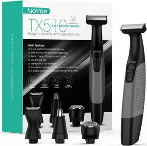 VOYOR Beard Trimmer for Men Electric Razor, Nose Face Body Hair Trimmer with Adjustable Length Combs All in 1 Rechargeable Mens Grooming Kit Cordless Electric Shaver Mens Gifts Wet/dry TX510 (Grey)