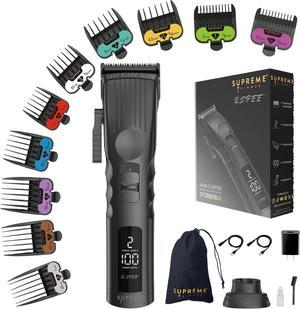 Supreme Trimmer 2Spee Hair Clipper (3.5 Hour Use) Removable Blades, 2 Speeds, Battery Display | Cordless Professional Barber - Easy Color Coded Guide Combs | STC922 Black