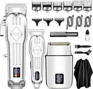 Hair Clippers Professional Cordless for Men, Electric Foil Shavers Razor & Beard Hair Trimmer Kit, Rechargeable Hair Cut Machines Fade Clippers Set, 3 in1 Beard Trimming Kit for Home, Barber