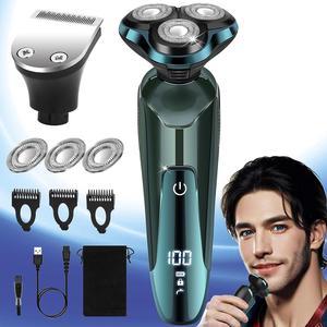 Electric Razor for Men, 2024 Mens Electric Shavers Rotary LED Display/Waterproof/Rechargeable, Electric Shaver for Men Cordless Floating Head Replaceable Blades Portable Travel Razor Idea Gift