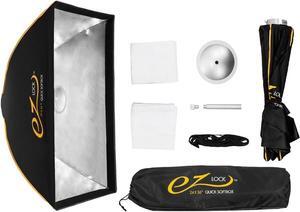 Glow EZ Lock 24x36 Quick Strip Rectangular Bowens Mount Softbox Lighting Kit with External, Internal Diffusers, Deflector Disk and Eggcrate Grid, Folding Softbox for Photography Studio Lighting