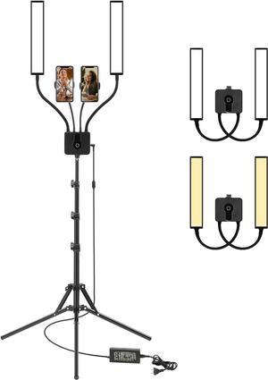 LED Video Light, ULANZI 45W Double Arms Beauty Light with Adjustable Tripod Stand, Dimmable 3200-5600K LED Video Light Photography Kit with 2 Phone Holders, for Makeup,Manicure,Tattoo,Live Streaming