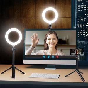 Selfie Ring Light for Zoom Meeting, Dimmable Computer Light with Tripod Stand, Clip On Laptop 6.3'' LED Video Light for Distance Learning,Video Conferencing/Video Recording/Makeup