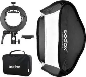 Godox 31x31inch 80x80cm Foldable Softbox Diffuser with Godox S2 S-Type Bracket Bowens Mount Speedlite Bracket for Godox V1,AD200Pro, AD400Pro,TT350,V860II Series